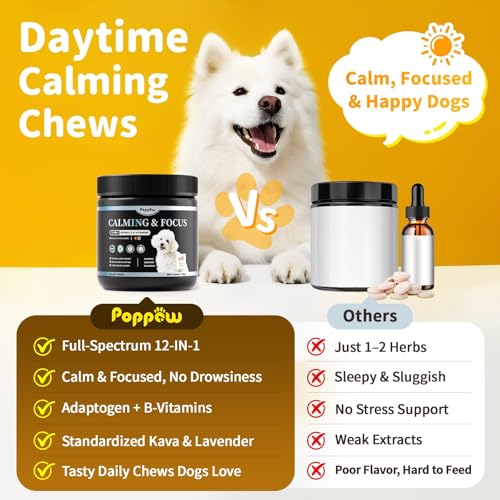 Image of Calming Chews for Dogs - 12-in-1 Dog Calming Treats with Herbal & Vitamins, Relaxation, Focus & Behavior Support for Anxiety, Separation, Barking, Travel, Stress, Upgraded Bacon Flavor, 90 Ct