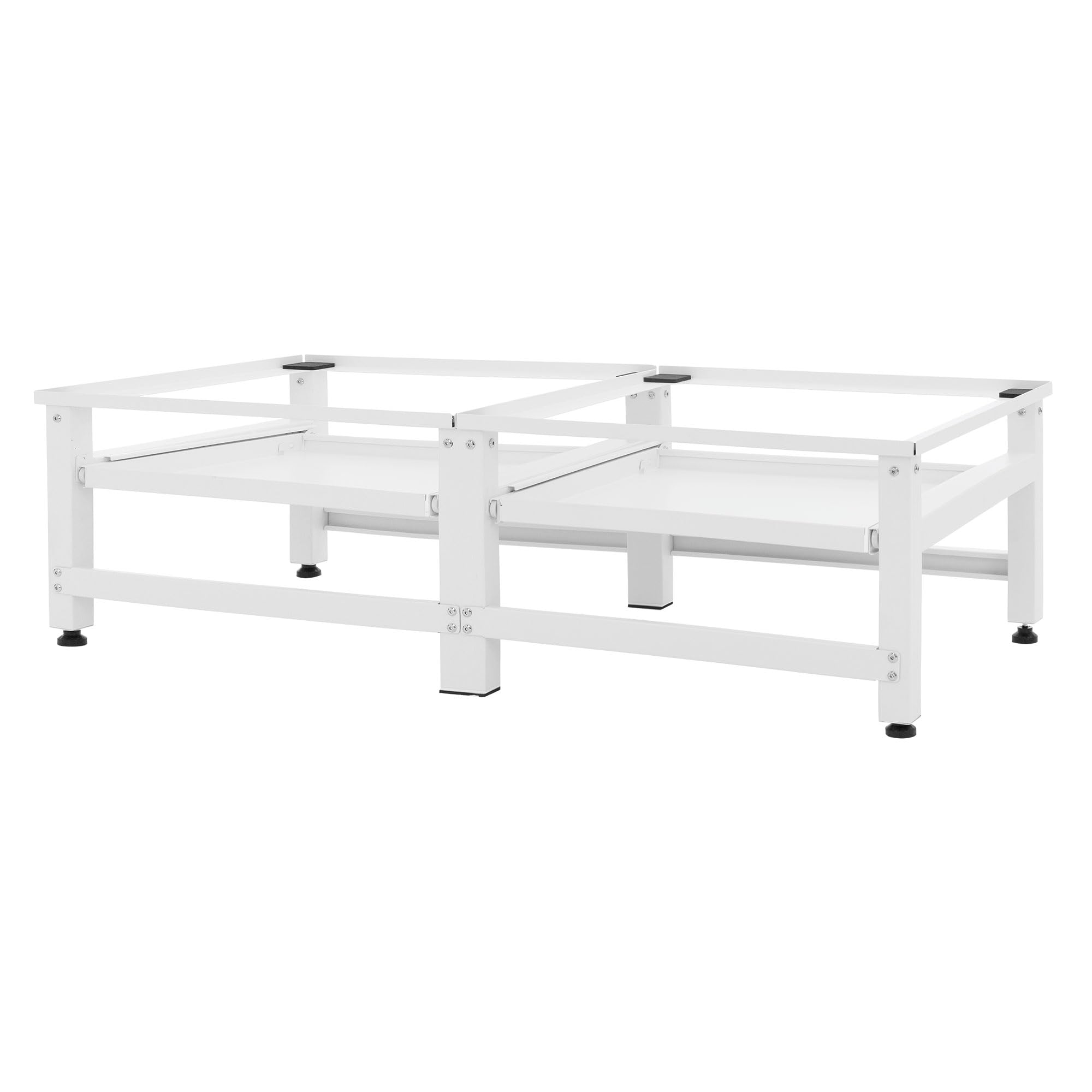 ML-​Design Set di 2 Basi per Lavatrice Asciugatrice Frigorifero con Ripiano Estraibile ca. 122x53x37 cm in Acciaio Bianco max. 150 kg Piedistalli Supporti Rialzati per Elettrodomestici Carichi Pesanti