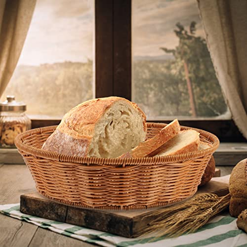 Zerodeko Cesta De Pão De Vime Redonda Cesta De Pão De Pão Tecida Cesta De Comida De Vime Cesta Para