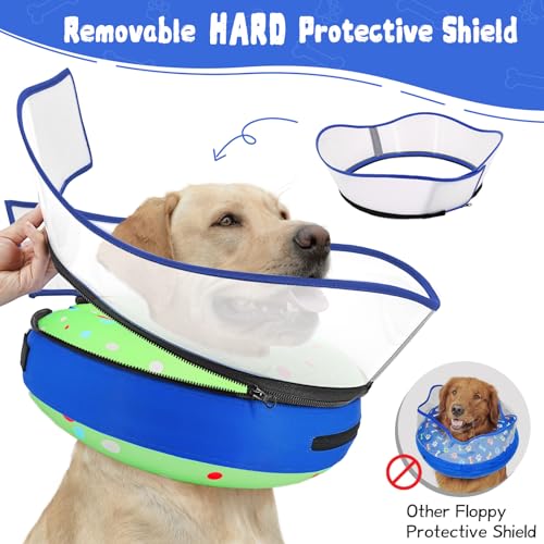 Image of Elevated Inflatable Dog Cone Collar Alternative After Surgery, Dog Donut Collar, Soft Pet Cone to Stop Licking for Small Medium Large Dogs