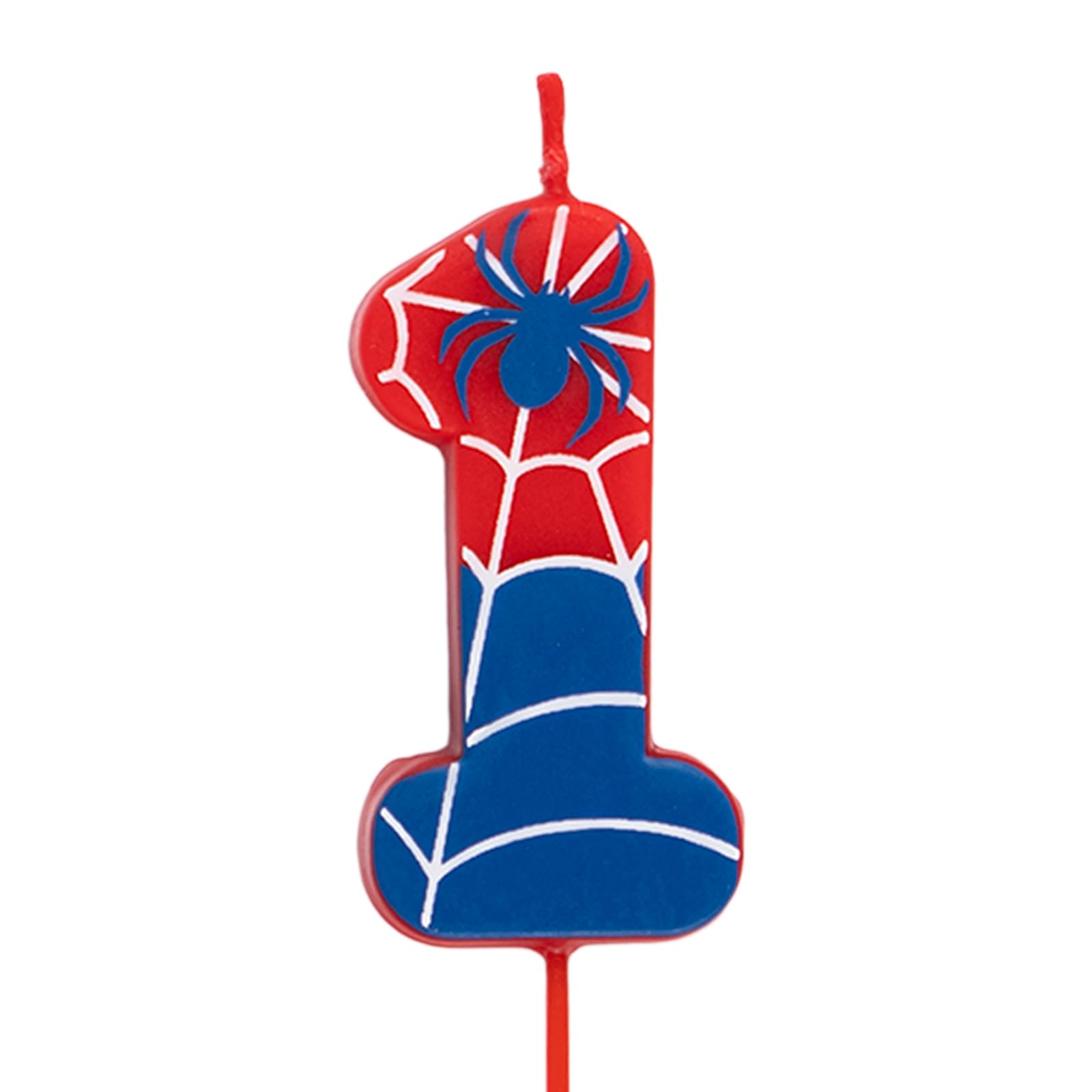 OH YEAH - Number 1 Spider Candles for Cakes - Numbers 0 to 9-6 cm - Perfect for Children's Cakes - Red and Blue with Spider Webs and Spider - Children's Birthday Candle - Spiderman Party