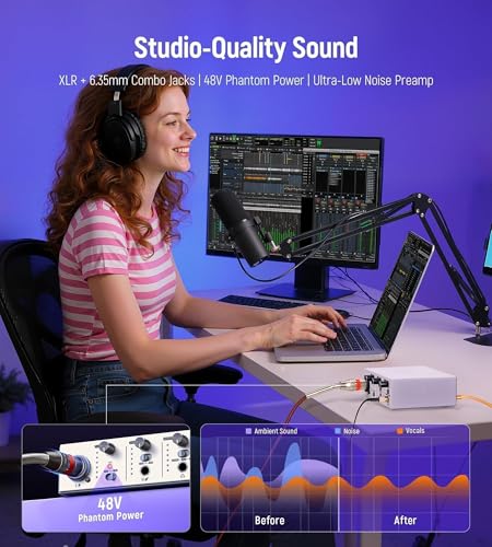 Image of USB C Audio Interface for Recording Music, Streaming, Podcasting, Silver