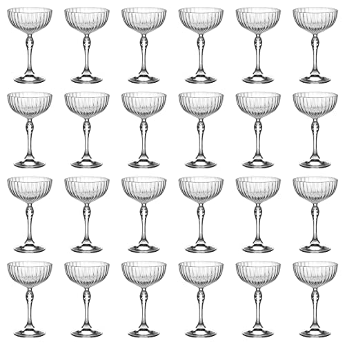 Bormioli Rocco 24x Clear 230ml America '20s Champagne Cocktail Saucers - Vintage Art Deco Coupe Glasses for Wine, Espresso Martini