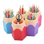 Orimommth GlobalDeal Direct 5 Pack Creative Pencil Tip design Pen Vase Pencil Pot Makeup Brush Holder Stationery Storage Organizer Desk Tidy Container