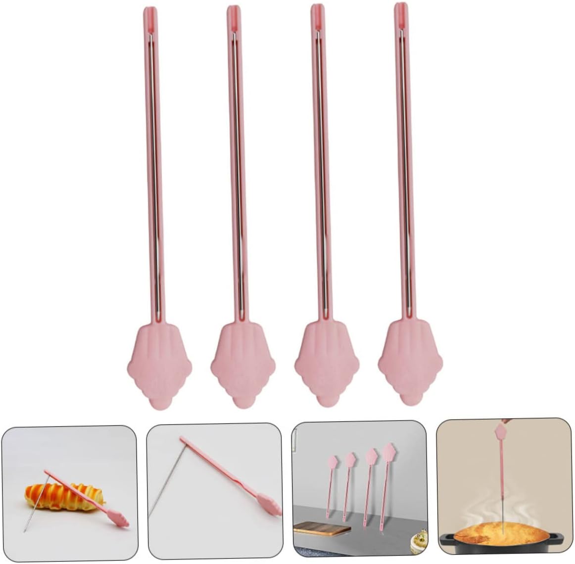 4Pcs Reusable Cake Doneness Testers Stainless Steel Cake Testing Tools for Baking Kitchen Home DIY with Handles