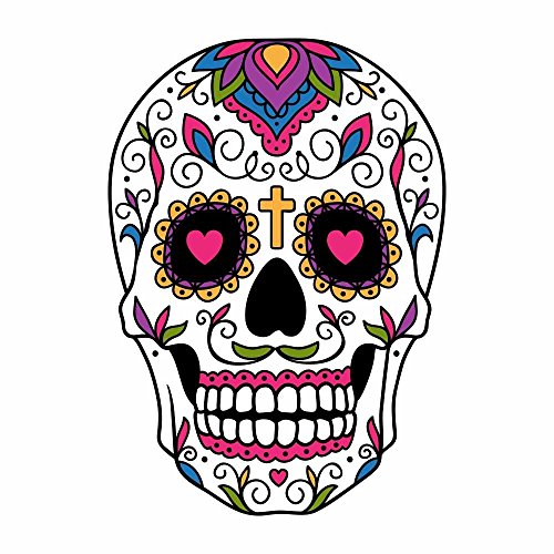 Sugar Skull Dia De Los Muertos Full Color Vinyl Decal - Sized for Stainless Steel Tumbler