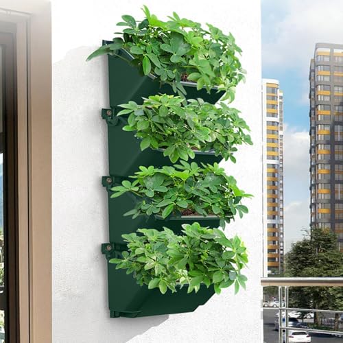 Pot de fleurs mural vertical lot de 4 avec drainage pour terrasse - 3
