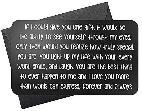 Engraved Wallet Love Note - Cute Anniversary Gifts for Him, Gift for Boyfriend, Hubby, Just Because I Love You, 6th or 10th Year Anniversary Gift for Husband, Deployment, or Long Distance Relationship