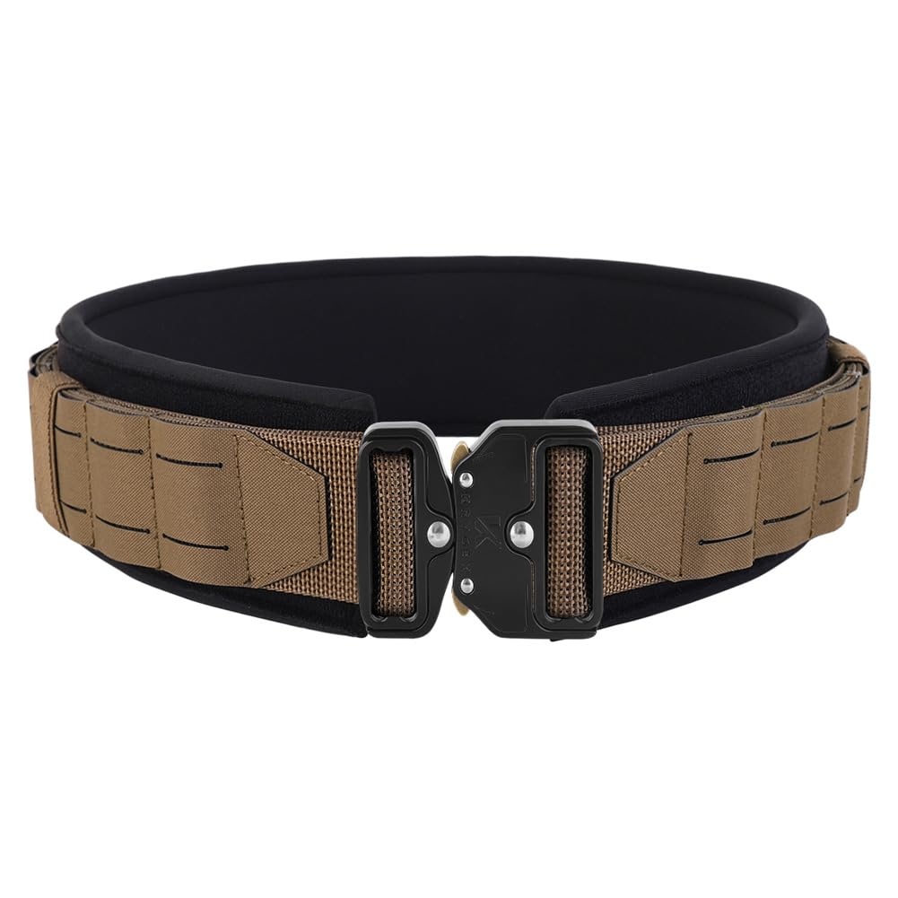 KRYDEX Cintura tattica da combattimento da 5,1 cm, a sgancio rapido, con cintura interna e cuscinetto interno imbottito antiscivolo (cintura aggiornata CB, L)