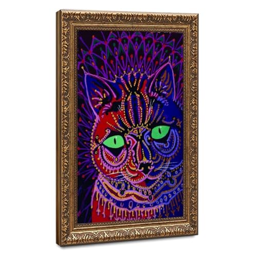 Impression sur toile Louis Wain chat psychédélique kaléidoscopique de 30,5 x 45,7 cm