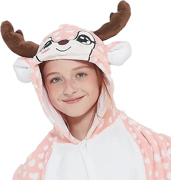 Funny Kids Deer Onesie Pajamas Reindeer Costume Girls Boys Halloween Christmas Party Cosplay