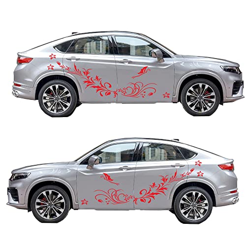 Image of Car Body Decals Carved Hollow Flower Butterfly Decorative Stickers Anti-Scratch for Cars, Vans, SUVs, Trucks,Set of 3 pcs (Red)