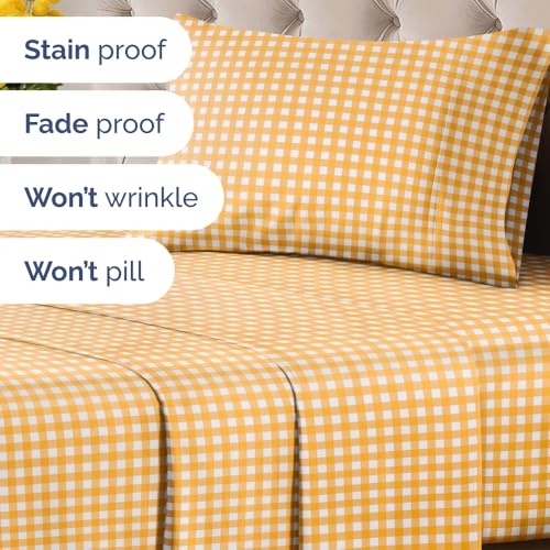 Twin XL 3 Piece Striped Sheet Set - Breathable & Cooling - Orange Gingham by CGK Unlimited - Used condition - Image 6