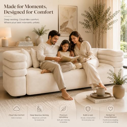 Image of Modern Designer Furniture Collection | Premium Upholstered Lounge Seating with Sculptural Contemporary Design | High-Density Foam Cushions & Solid Wood Frame | Minimalist Home & Living (Cream)
