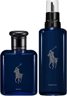 RALPH LAUREN FRAGRANCES FRAGRANCES Polo Blue - Parfum - Men's Cologne - Refillable Cologne Set - With Citrus, Oak, and Vetiver - Intense Fragrance - 2.5 Fl Oz Bottle & 5.1 Fl Oz Refill