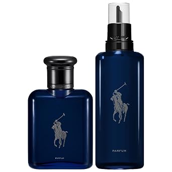 RALPH LAUREN FRAGRANCES FRAGRANCES Polo Blue - Parfum - Mens Cologne - Refillable Cologne Set - With Citrus, Oak, and Vetiver - Intense Fragrance - 2.5 Fl Oz Bottle & 5.1 Fl Oz Refill