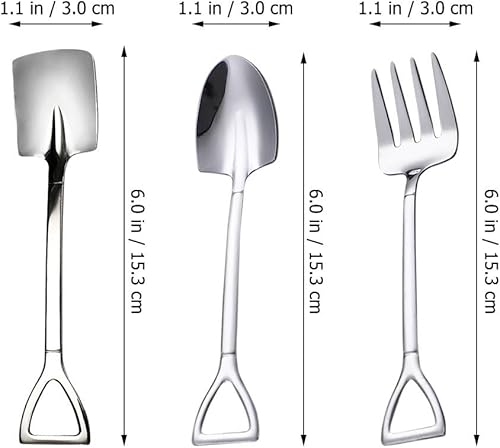 Miniatura 2 de Kichvoe Juego de 3 cucharas y tenedores de acero inoxidable, cucharas de helado de postre y tenedor de frutas para el hogar, cocina, fiesta y bistró