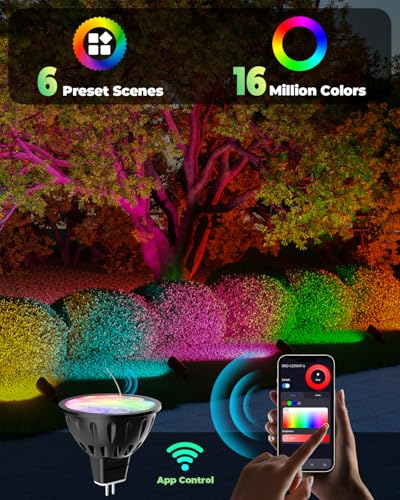 Image of Smart MR16 Bulb, 12V WiFi MR16 LED Bulb RGBW Color Changing 6pcs