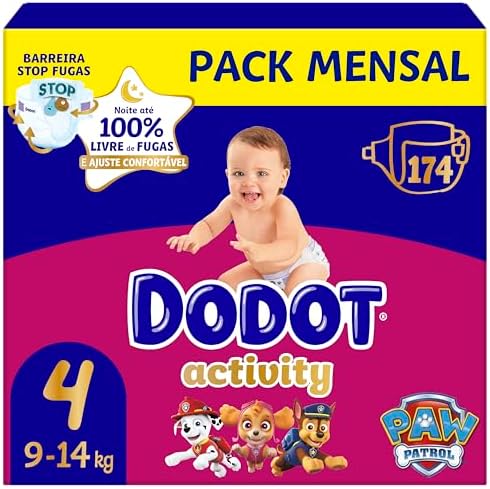 Dodot Pañales Bebé Activity, Talla 4 (9-14 kg),174 Pañales, Hasta...