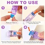 3Pcs Agrafeuse à pince portable, y compris 50 Clips colorés réutilisables, Mini Push Stapler Stampers, Push Clips réutilisables pour le papier, distributeur de clips à clam pour le bureau de l'école de documentation