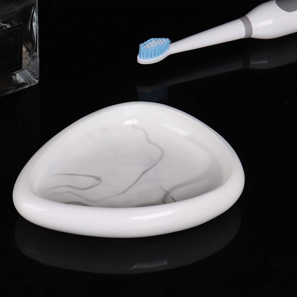 Nórdico Estilo Juego de Accesorios de Baño de Resina Conjunto de Baño con Porta Cepillo de Dientes, 2 Tazas, Dispensador de Jabón Líquido, Jabonera, Tinta Blanca,Marble Tray