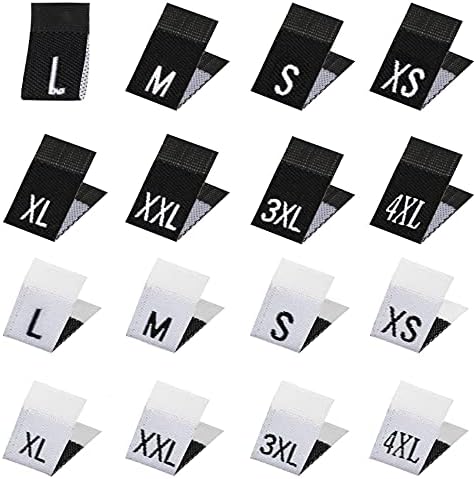ANCIRS 320 Pack XS/S/M/L/XL/2XL/3XL/4XL Size Labels for Clothing, Sew-On  Cotton Crafting Embroidered Size Tags for Shirts Dress (160pcs Black &  160pcs ...