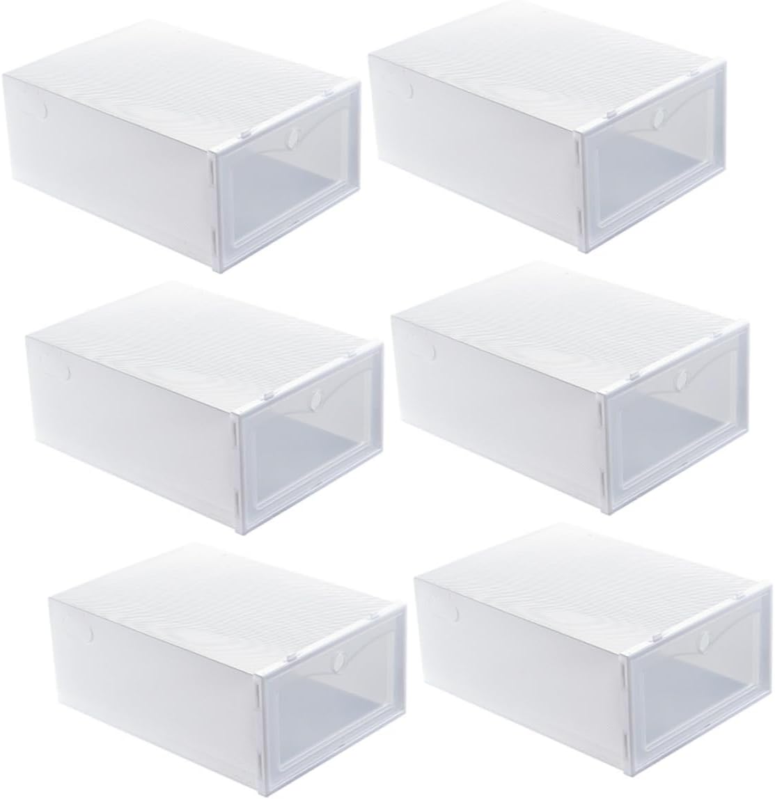 Outanaya 6pcs Thicken Transparent Shoe Storage Box Moisture Dust Organizer for Sneakers for Spaces White Color
