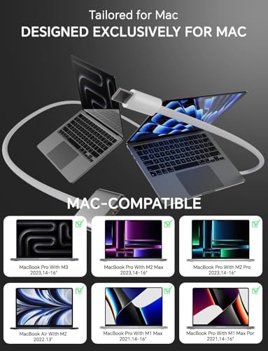 Image of 140W Charger for MacBook Pro 16 14 inch Mac Air 15 13 inch 2026 2025 2024 | 23 22 21 M1-M5【Original Quality】 Fast Charger Power Adapter & 6.6FT Type C to Magnetic 3 Cable LED Applicable 2021-26 (White)