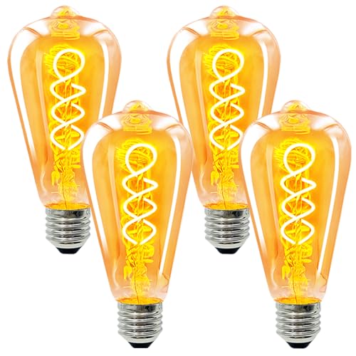 Ampoule LED E27 vintage ST64 pour ambiance cocooning salon et chambre ambre x4