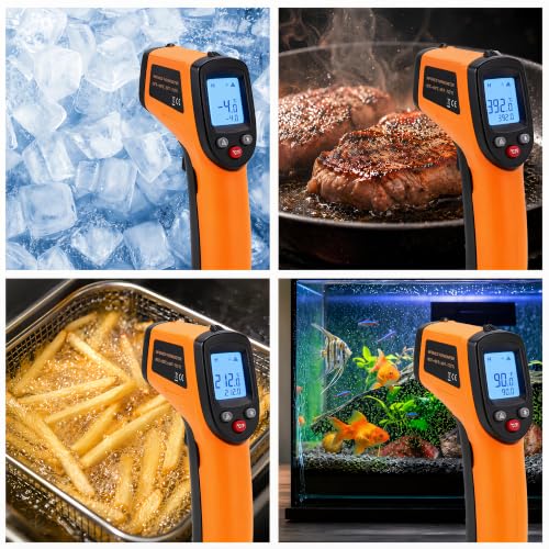 Image of Digital Infrared Thermometer Gun for Cooking,BBQ,Pizza Oven, Infrared Thermometer Laser with Backlight,-58℉~712℉(-50℃~380℃) Handheld Non Contact Heat Laser Temperature Gun (Not for Human)