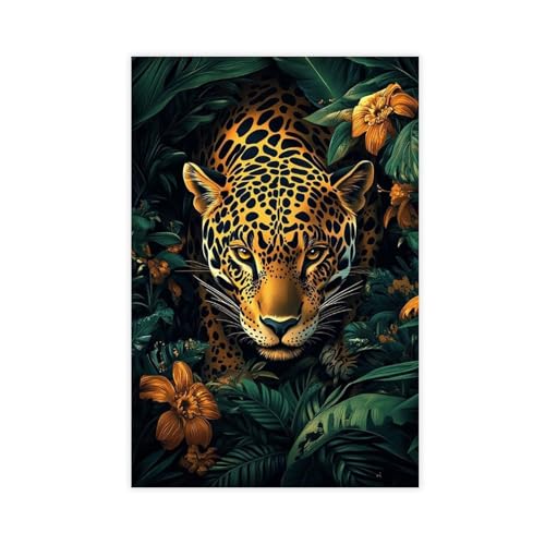 Tableau forêt tropicale et jaguar brésilien pour l'ambiance de votre chambre