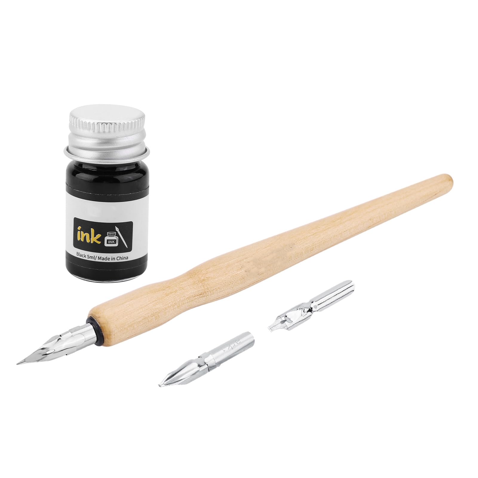 Cléopâtre Set Calligrafia E Disegno: Portapenne In Legno + 5 Pennine In Acciaio Inox, Per Manga E Illustrazioni - 3