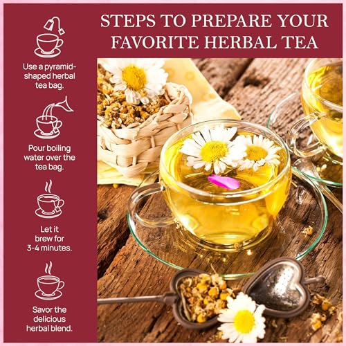 Image of Tealeaf & Co. Chamomile Rose Citrus Herbal Tea Bags - Organic Chamomile Tea Bags with Rose Petals, Orange Peel, Lemon Grass, Hibiscus & Mint Leaves - Low Caffeine - Gluten Free - 50 Teabags