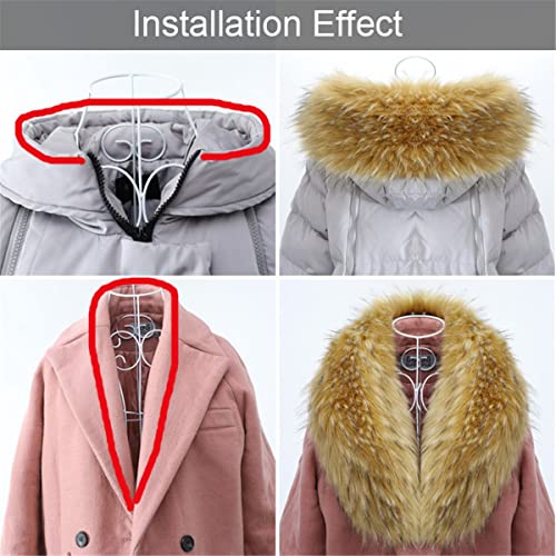 Faux Fur Collar Replacement Detachable Fur Collar Trim of Winter Coat Neck Warmer Unisex, Detachable Faux Fur Hood with Buttons for Winter Coat, Warmer Fur Scarf Wrap for Cold Winter2