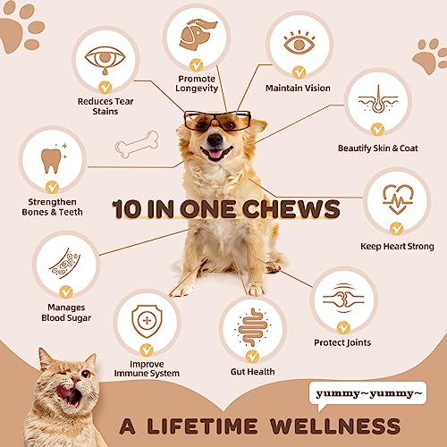 Daily Dog Vitamins For Overall Wellness, With Glucosamine & Probiotics For Dogs, Support Digestion, Joint, Skin, Energy For Small & Senior Dogs, Vitamin B, Minerals And Antioxidants For Immune Health #TOP3
