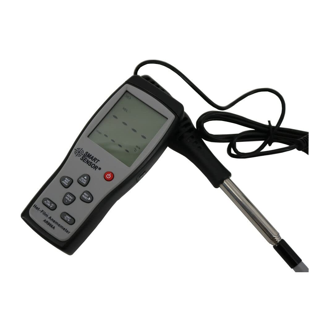 AR866A Hot Wire Thermo-Anemometer Air Flow Tester Wind Speed Meter Hot-Film Anemometer Wind Speed and Wind Temperature Tester 0.0-30M/S