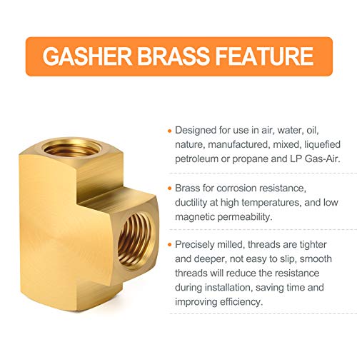 Gasher 1 Pcs Brass Barstock Tee, 1/4" X 1/4" X 1/4" Npt Female Pipe Fittings #TOP4