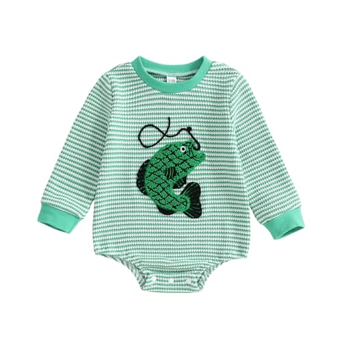 Newborn Baby Boy Girl Romper Long Sleeve Striped Outfit Waffle Bubble Jumpsuit Fall Winter Clothes