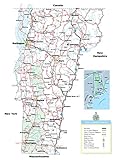 24'x33' Large Detailed Tourist Map of Vermont with cities and towns 【Laminated】