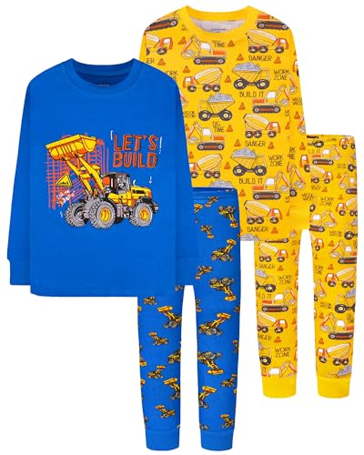 Image of DAUGHTER QUEEN Boys Pajamas 4 Pieces Long Set 100% Cotton Sleepwear Size 18 Months-12 Years