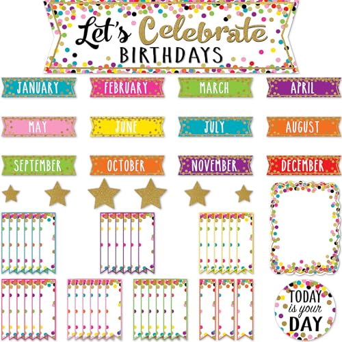Image of Teacher Created Resources Confetti Let's Celebrate Birthdays Mini Bulletin Board (TCR5884)