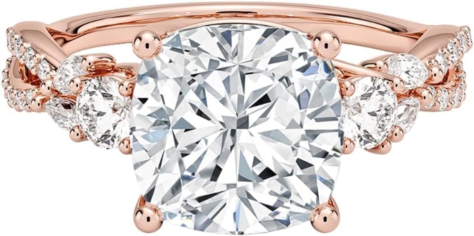 1-5 Carat Cushion Cut Moissanite Engagement Ring for Women, E-F Colorless VVS1 Vine Twisted Infinity Band, Solid 10k/14k/18k Gold or 925 Sterling Silver, Bridal Promise vintage styles Ring