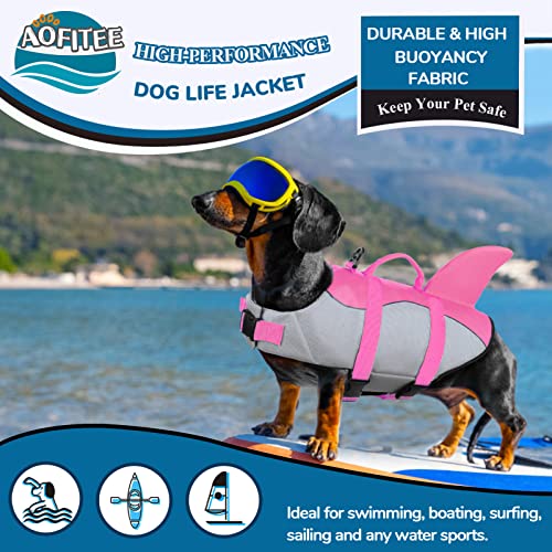 Aofitee Dog Life Jacket, Ripstop Dog Life Vest For Swimming, Shark Dog Safety Vest, Reflective Dog Lifesaver With Superior Buoyancy And Rescue Handle, Dog Float Coat For Small Medium Large Dogs #TOP1