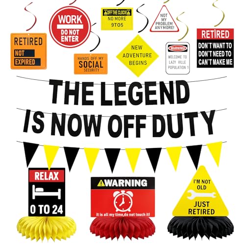 Retirement Party Decorations, Industrial Style Happy Retirement Decorations for Women & Men with Banner, Hanging Swirls and Honeycomb Centerpieces