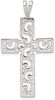 Colar de prata esterlina 925 com pingente religioso de cruz em espiral, joias finas latinas para mulheres, presentes para ela, Prata esterlina