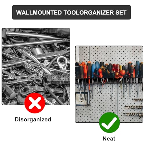ROSYLEVE Wandmontierter Werkzeug-Organizer 40cm Wandmontierter Werkzeughalter Metall Werkzeuglagerregal für Schraubendreher,Schraubenschlüssel,Hammerständer,Handwerkzeug für Werkstatt, Schuppen, Gara