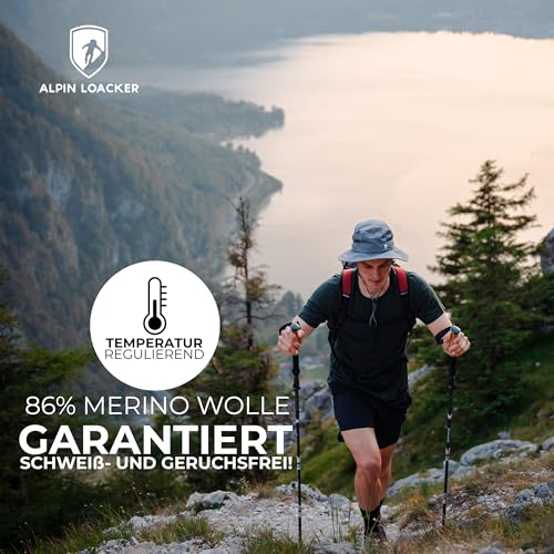 ALPIN LOACKER Merino Shirt Herren Kurzarm I Antischweißshirt I Merinowolle Tshirt I Thermooberteil atmungsaktiv, Grau L