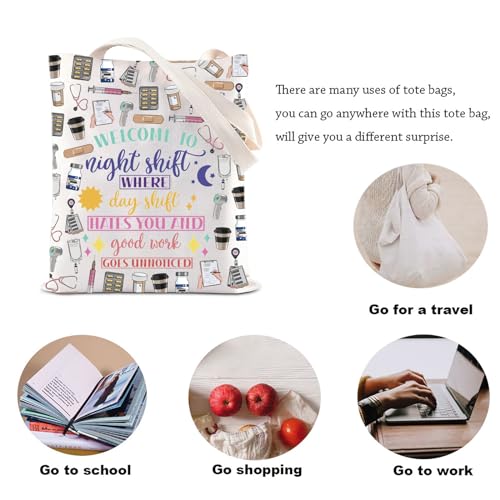 KUIYAI Night Shift Nurse Tote Bag Nurse Appreciation Gift Emergency Nurse Gift Healthcare Worker Gift Student Graduation Gift4