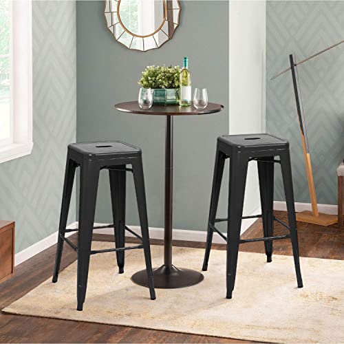 Furmax 30 Inches Metal Bar Stools Bar Height High Backless Stools Indoor Outdoor Stackable Kitchen Stools Set Of 4 (Dark Black) #TOP1
