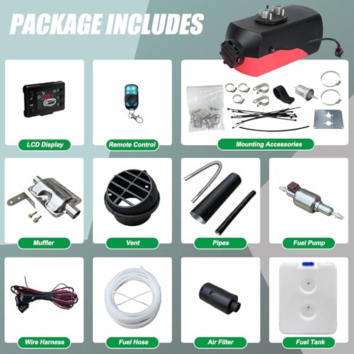 Triclicks Diesel Air Heater 12V 5KW-8KW All In One Fast Heating Parking Night Diesel Heater with LCD Display Remote Control For Campervan Car Truck Boat RV (Color A - with App, Bluetooth) - Image 4